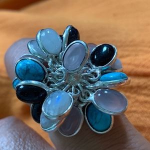 Petal Drops MultiGemstone Ring sz 8 925 Silver